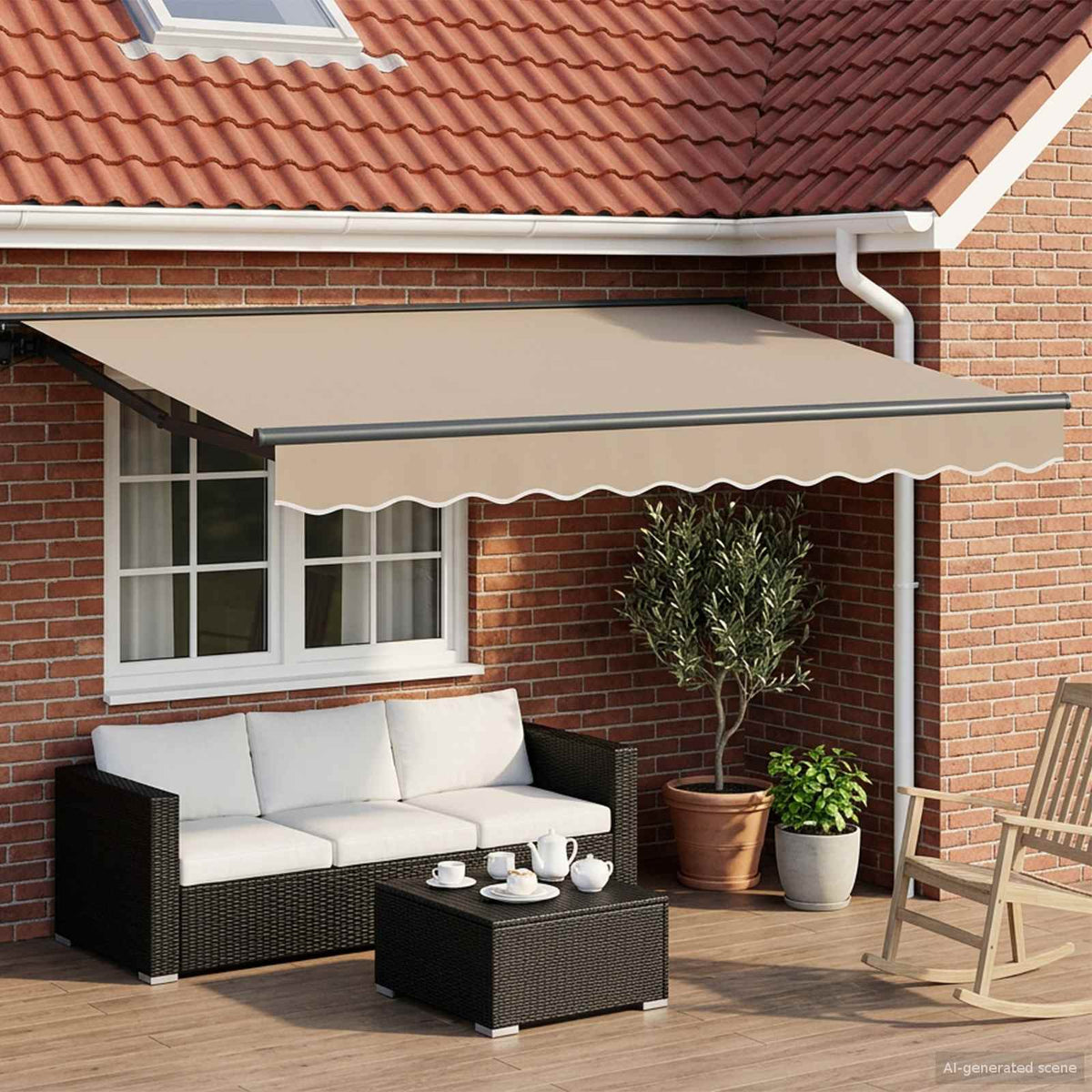 Handmatige Luifelhouder met LED's Beige en Antraciet 3 x 2,5 m is nu te koop bij PeponiXL, paradijselijk wonen!