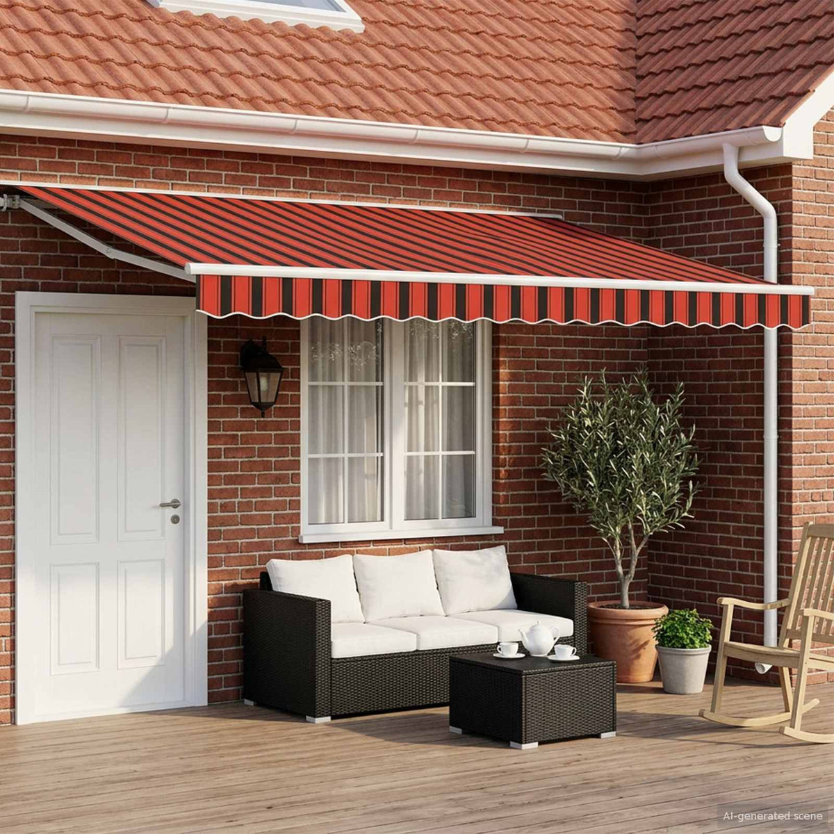 Elektrisch Uittrekbaar Zonnescherm Oranje, Zwart en Geel is nu te koop bij PeponiXL, paradijselijk wonen!