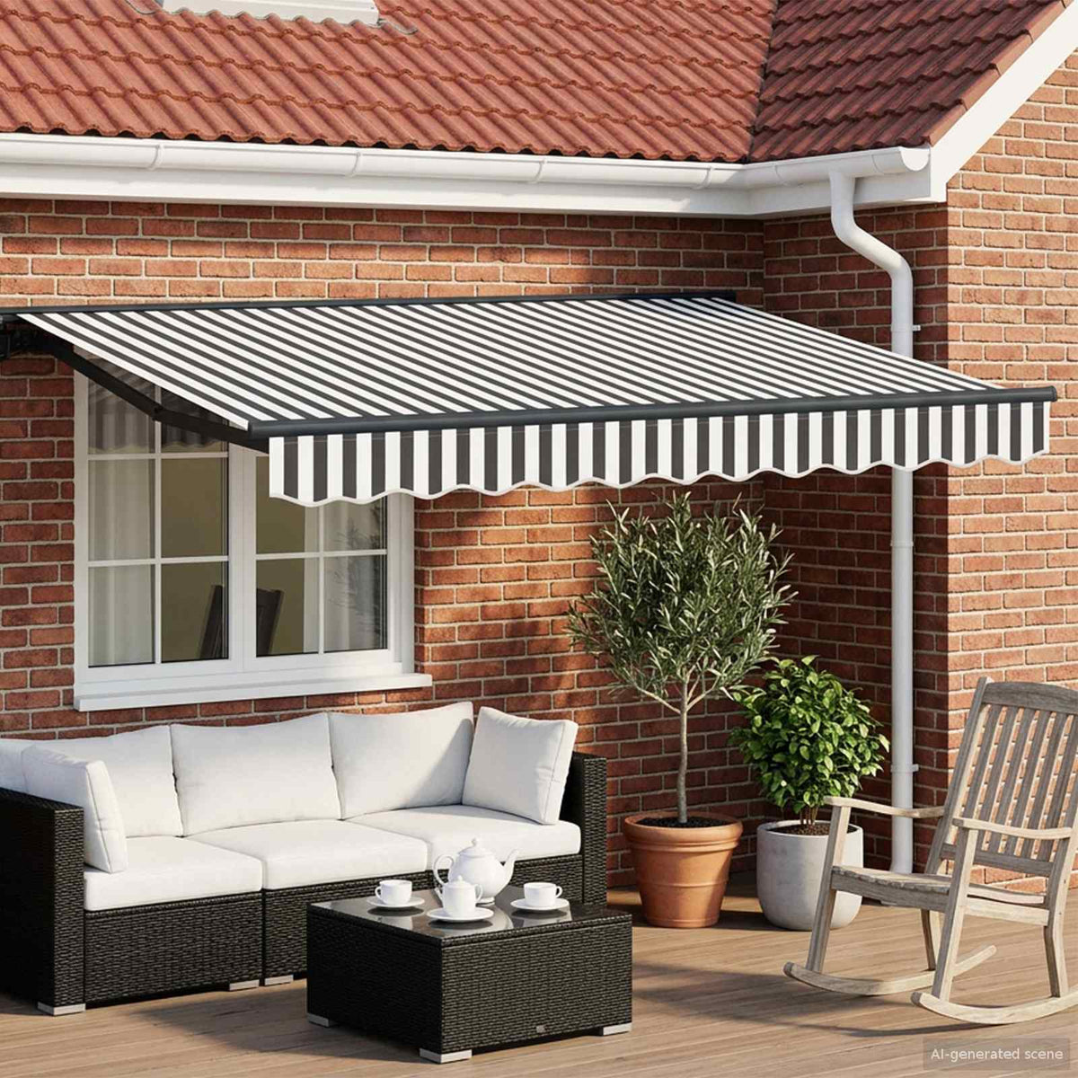 Elektrisch Uittrekbaar Zonnescherm Antraciet en Wit 3,5 x 2 m is nu te koop bij PeponiXL, paradijselijk wonen!