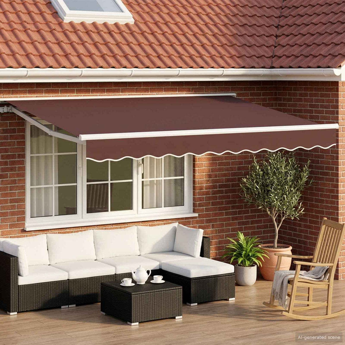 Elektrisch Uittrekbaar Zonnescherm Bruin en wit 2,5 x 2 m is nu te koop bij PeponiXL, paradijselijk wonen!