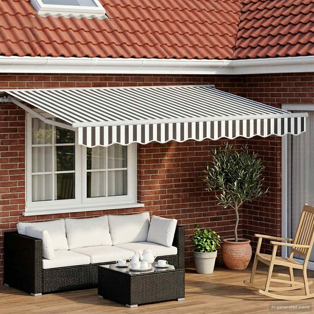 Elektrisch Uittrekbaar Zonnescherm Antraciet en Wit 3,5 x 2 m is nu te koop bij PeponiXL, paradijselijk wonen!