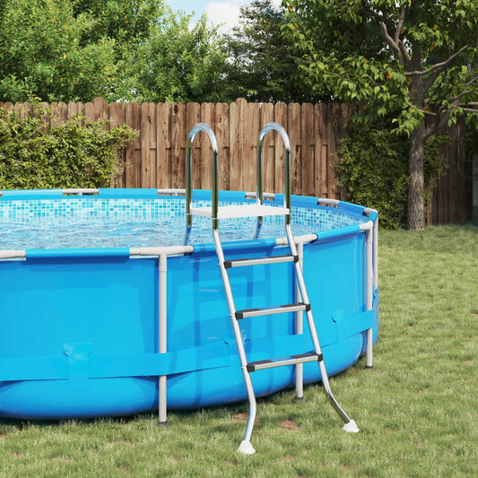 Ladder voor bovengronds zwembad 100 cm 3 treden zilver is nu te koop bij PeponiXL, paradijselijk wonen!