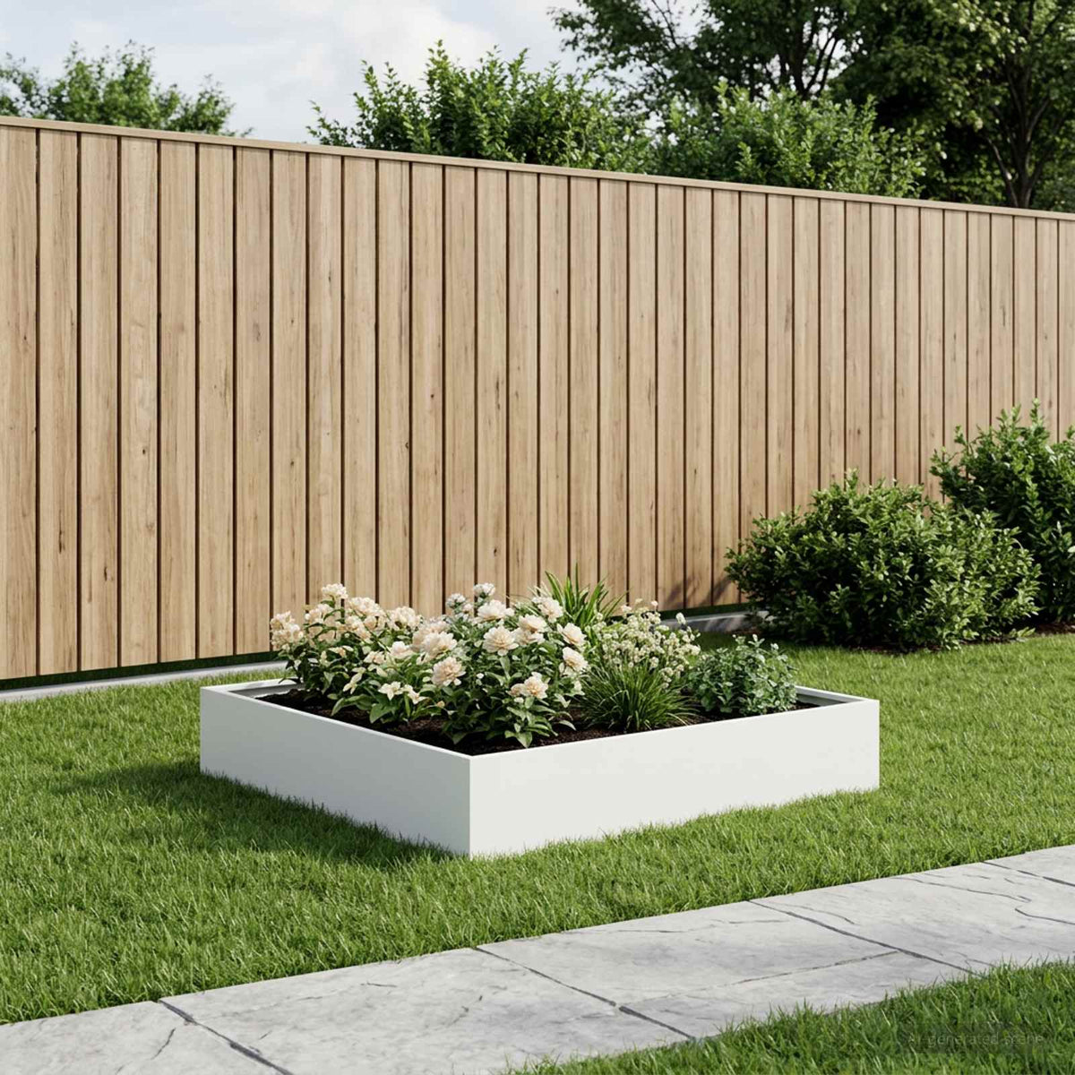 Plantenbak Wit 100 x 100 x 20 cm Koudgewalst staal is nu te koop bij PeponiXL, paradijselijk wonen!