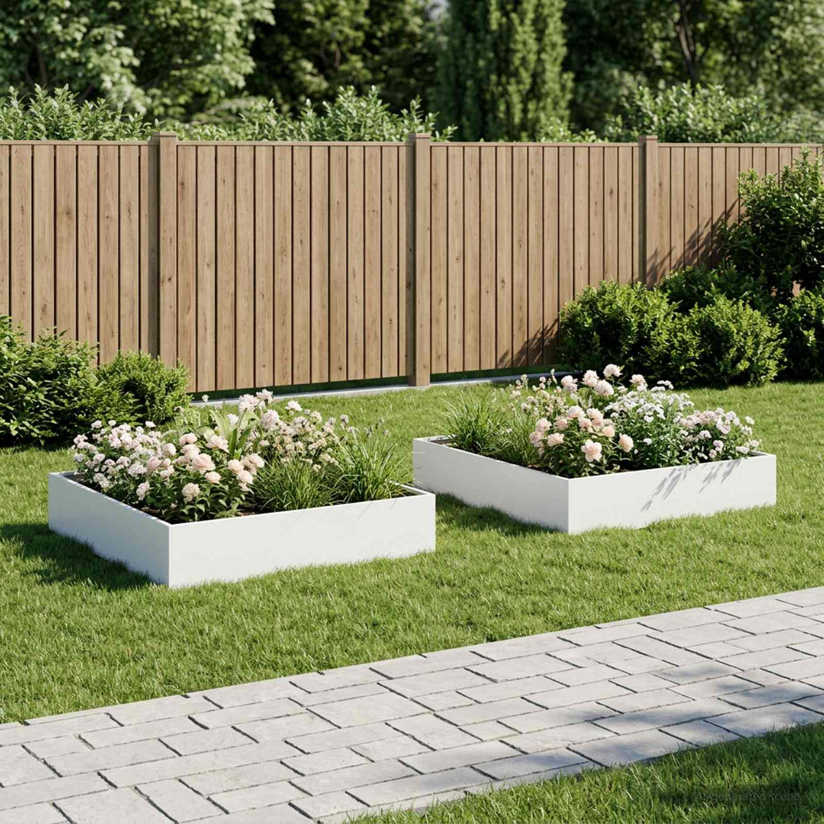 Plantenbak 2 st Wit 100 x 100 x 20 cm Koudgewalst staal is nu te koop bij PeponiXL, paradijselijk wonen!