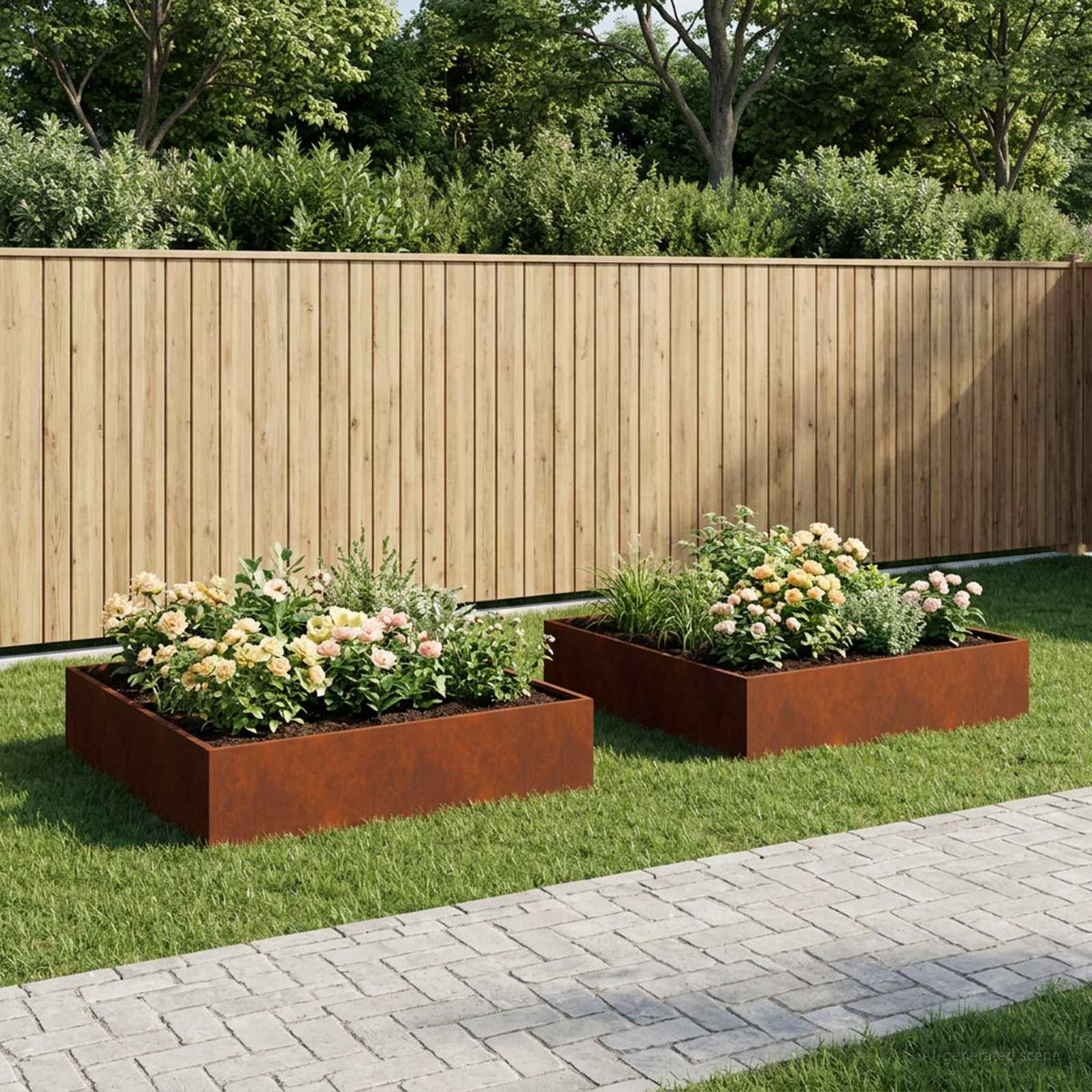 Plantenbak 2 st Roestkleurig 100 x 100 x 20 cm weervast staal is nu te koop bij PeponiXL, paradijselijk wonen!