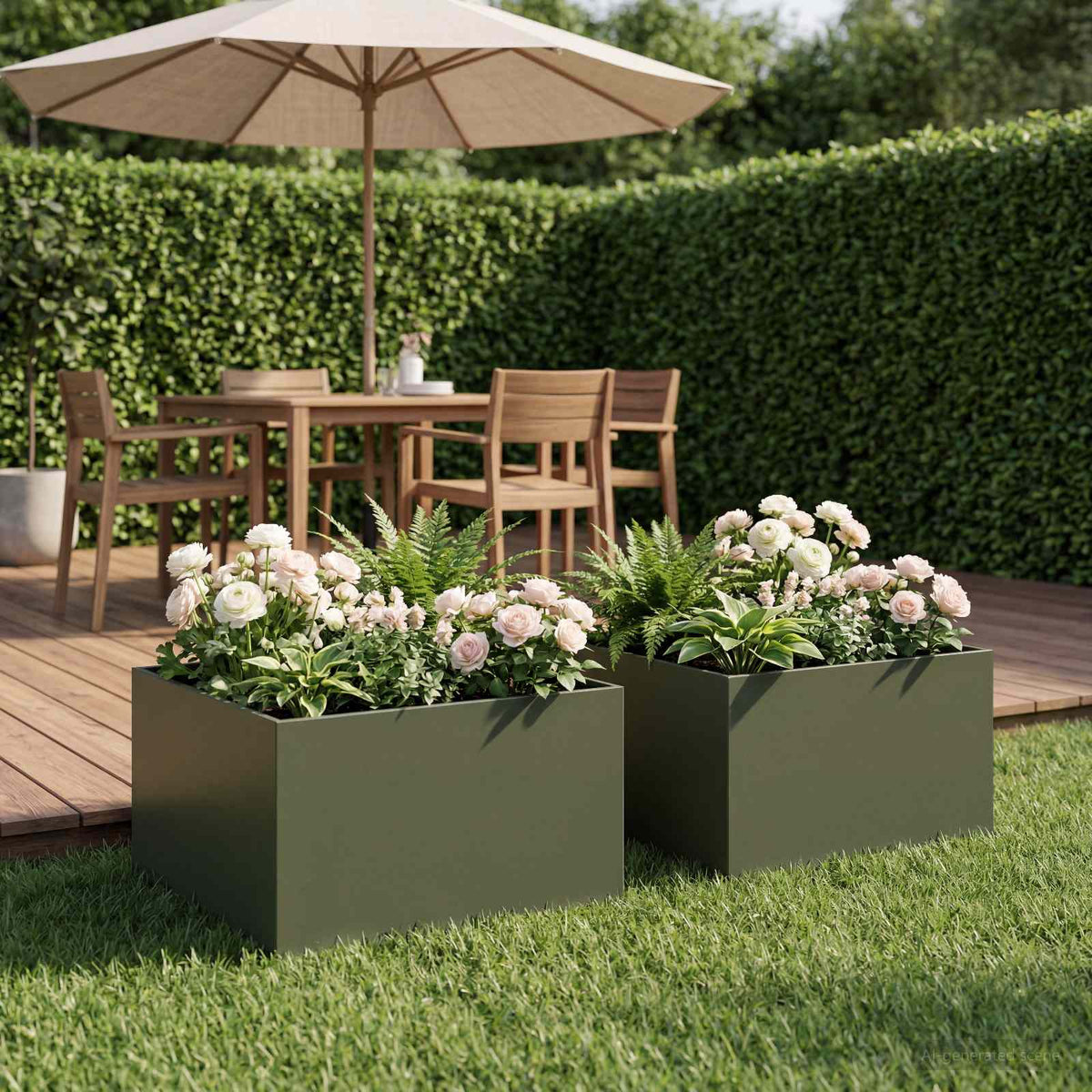 vidaXL Plantenbak 2 st Olijfgroen 60 x 60 x 30 cm Koudgewalst staal