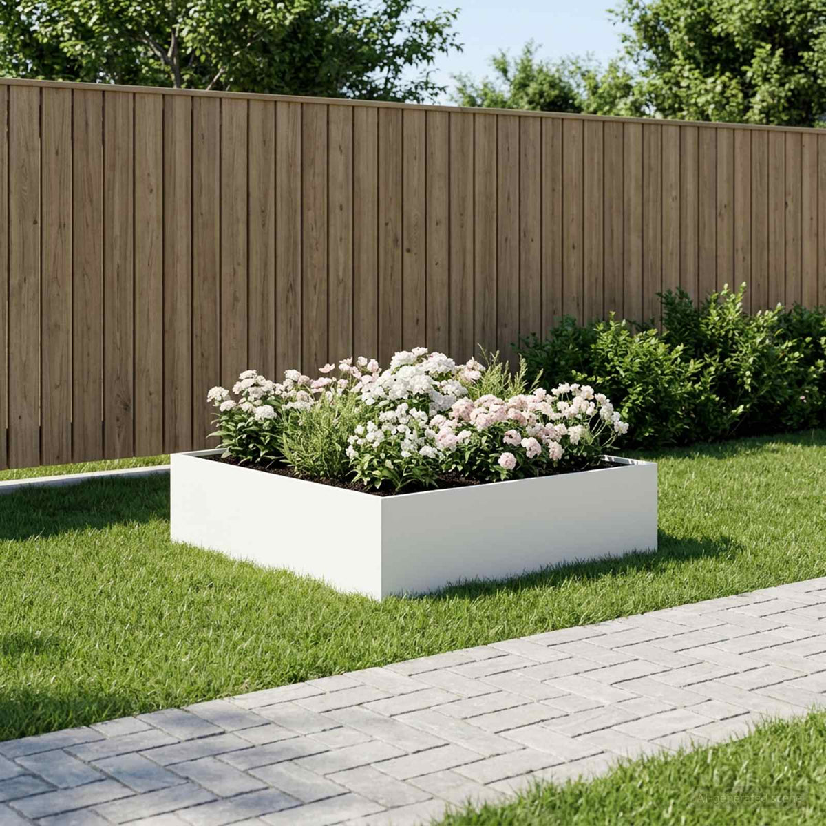 Plantenbak Wit 100 x 100 x 30 cm Koudgewalst staal is nu te koop bij PeponiXL, paradijselijk wonen!