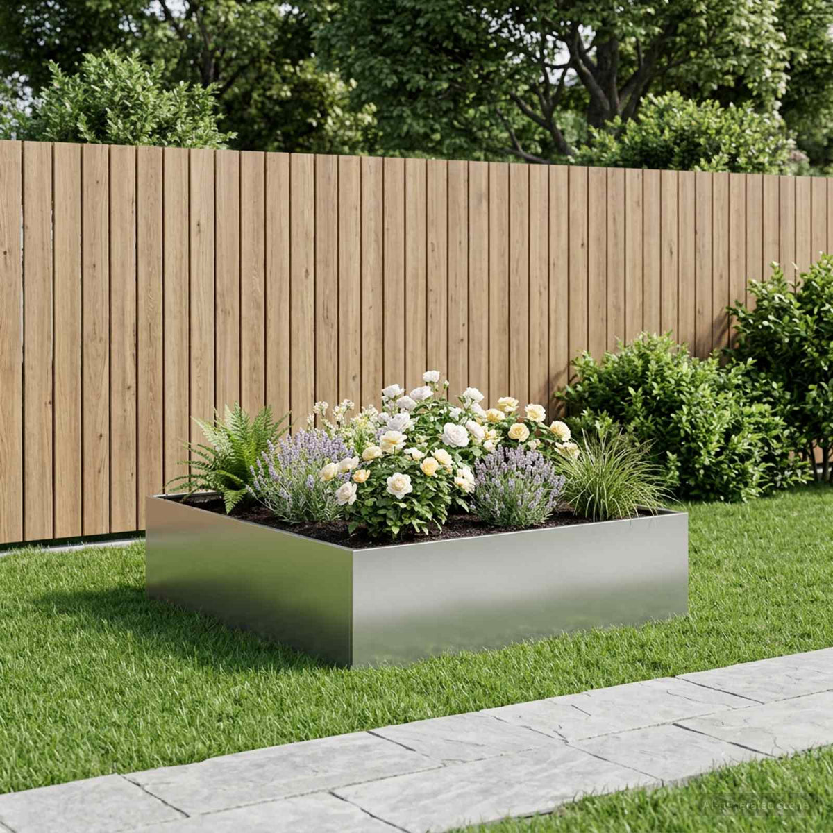 Plantenbak zilver 100 x 100 x 30 cm Gegalvaniseerd staal is nu te koop bij PeponiXL, paradijselijk wonen!