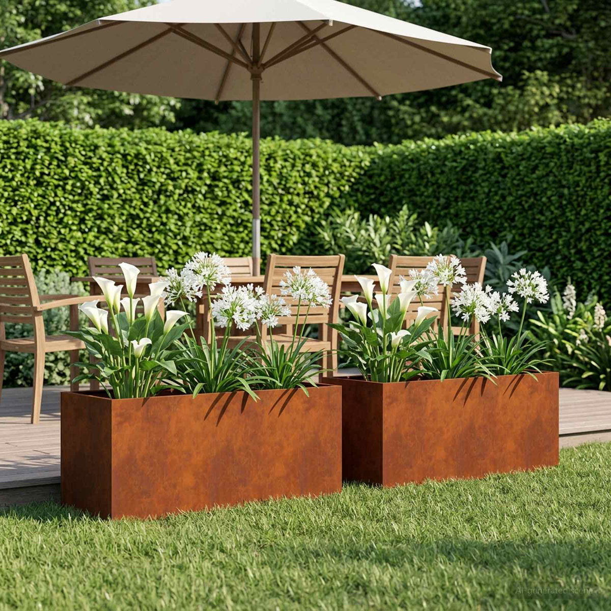 Plantenbak 2 st Roestkleurig 100 x 40 x 40 cm weervast staal is nu te koop bij PeponiXL, paradijselijk wonen!