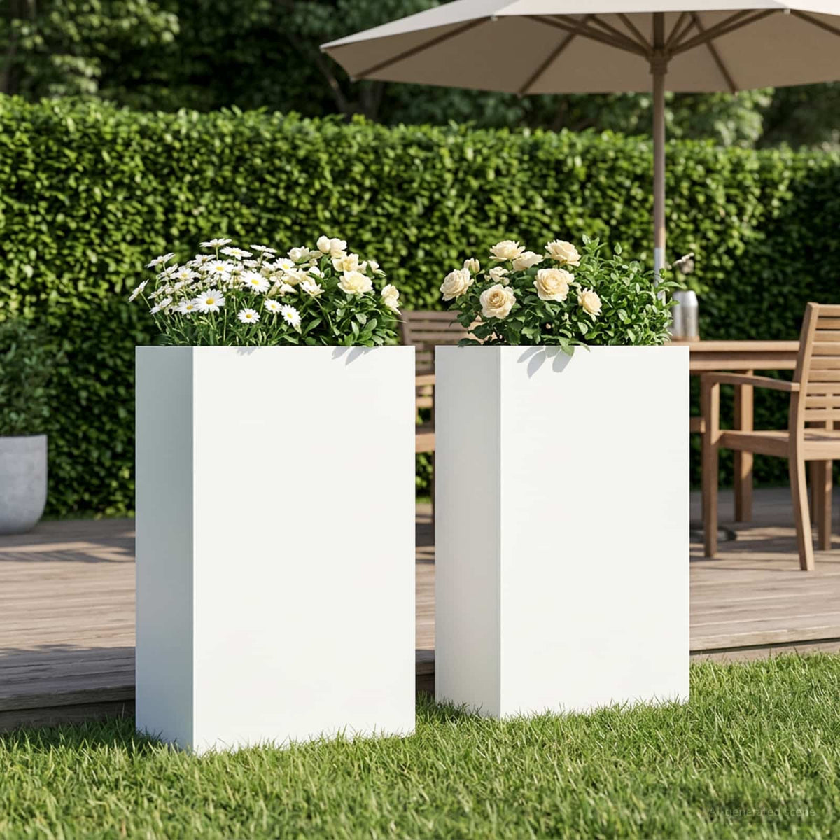 Plantenbak 2 st Wit 40 x 20 x 75 cm Koudgewalst staal is nu te koop bij PeponiXL, paradijselijk wonen!
