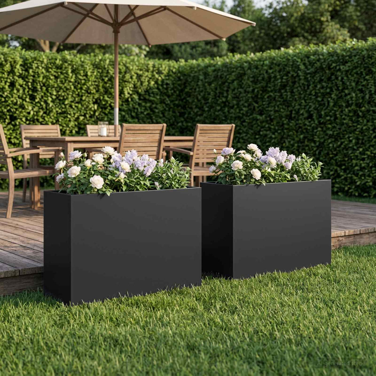 Plantenbak 2 st Zwart 50 x 20 x 40 cm Koudgewalst staal is nu te koop bij PeponiXL, paradijselijk wonen!
