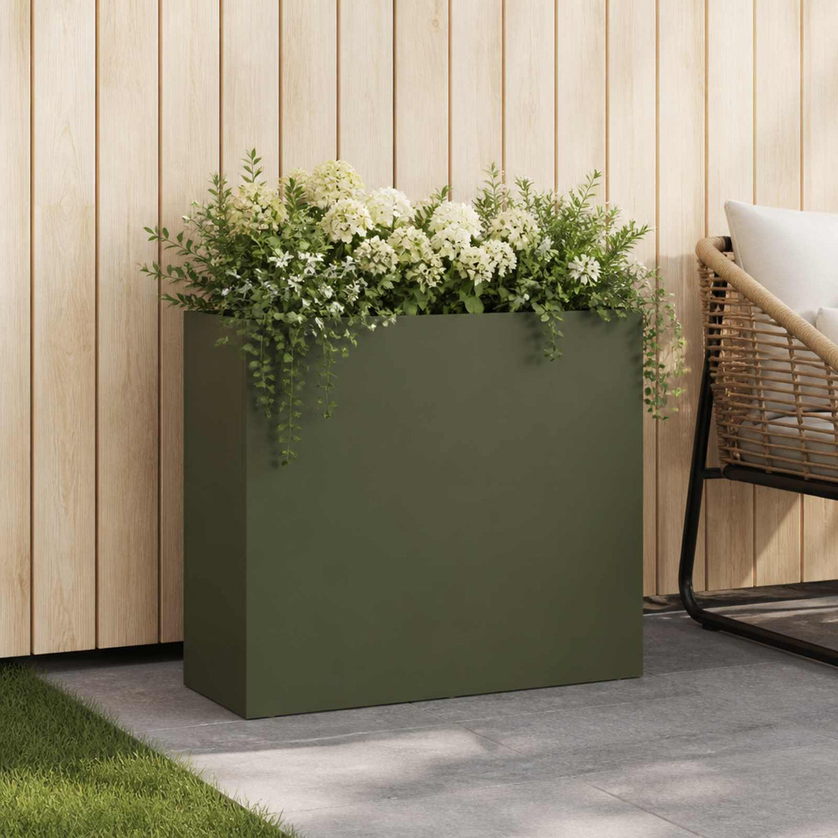 Plantenbak Olijfgroen 50 x 20 x 40 cm Koudgewalst staal is nu te koop bij PeponiXL, paradijselijk wonen!