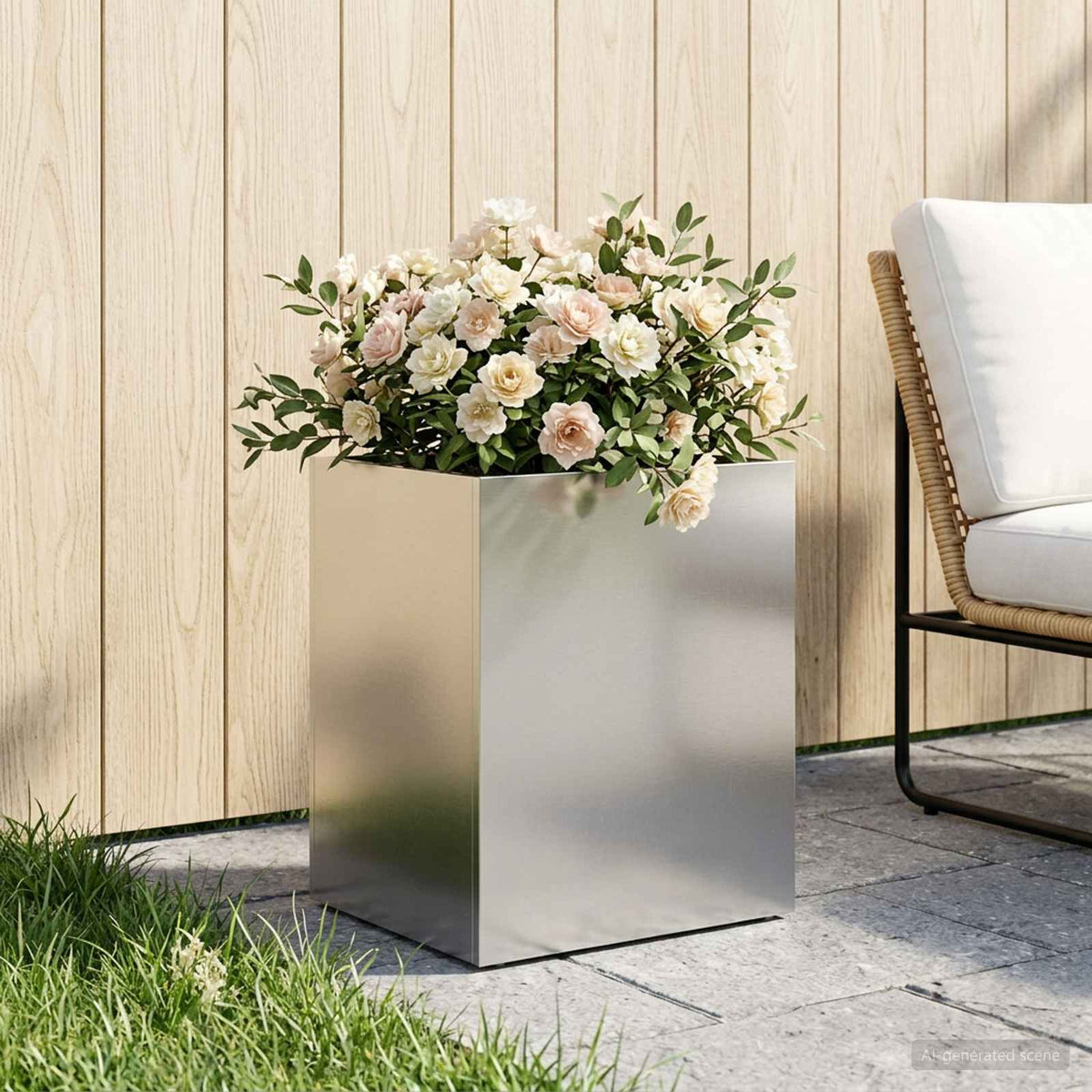 Plantenbak zilver 40 x 30 x 50 cm Roestvrij staal is nu te koop bij PeponiXL, paradijselijk wonen!