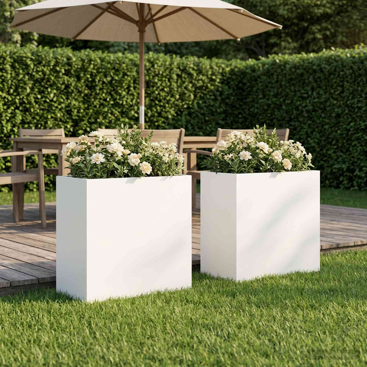 Plantenbak 2 st Wit 50 x 30 x 40 cm Koudgewalst staal is nu te koop bij PeponiXL, paradijselijk wonen!