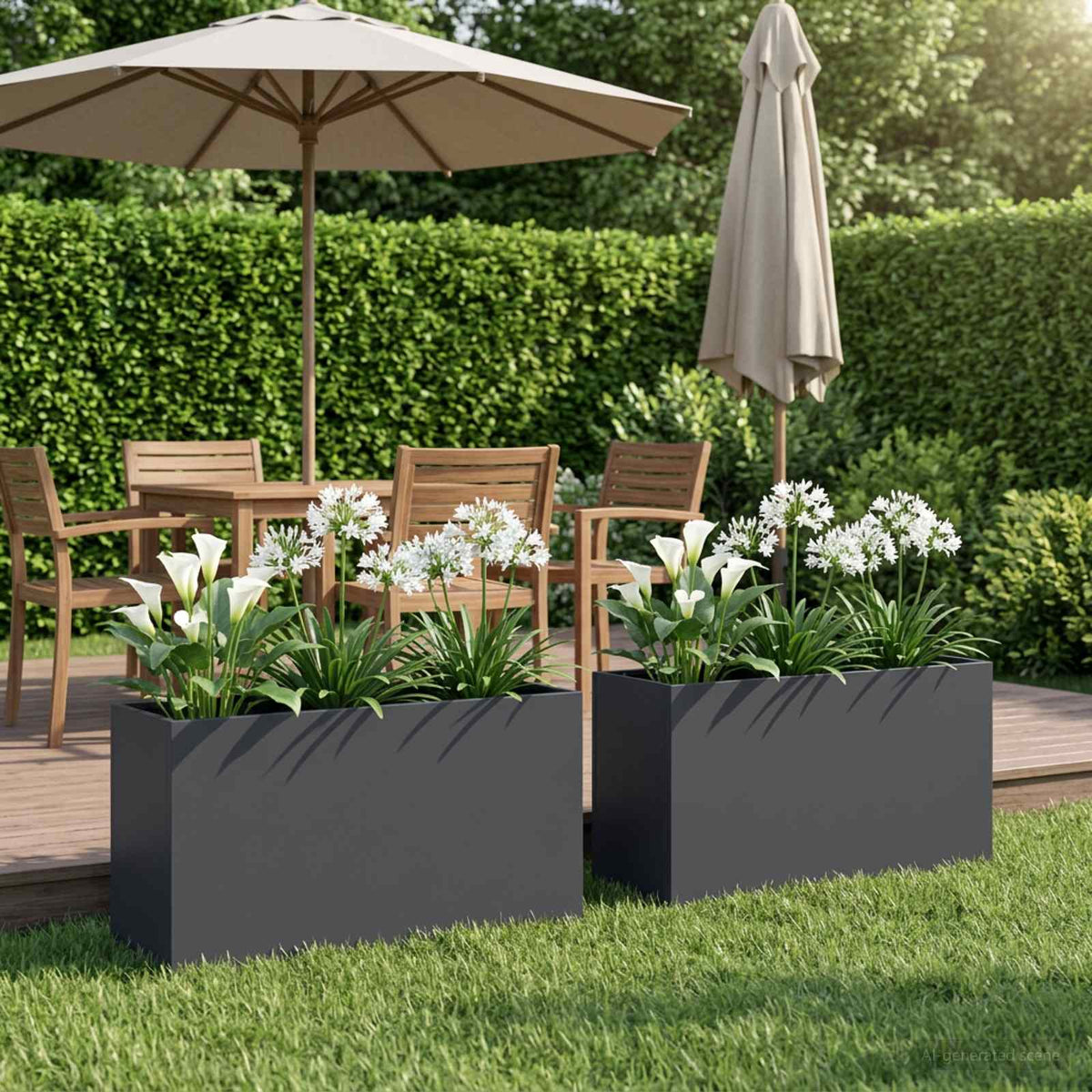 Plantenbak 2 st Antraciet 100 x 30 x 50 cm Koudgewalst staal is nu te koop bij PeponiXL, paradijselijk wonen!