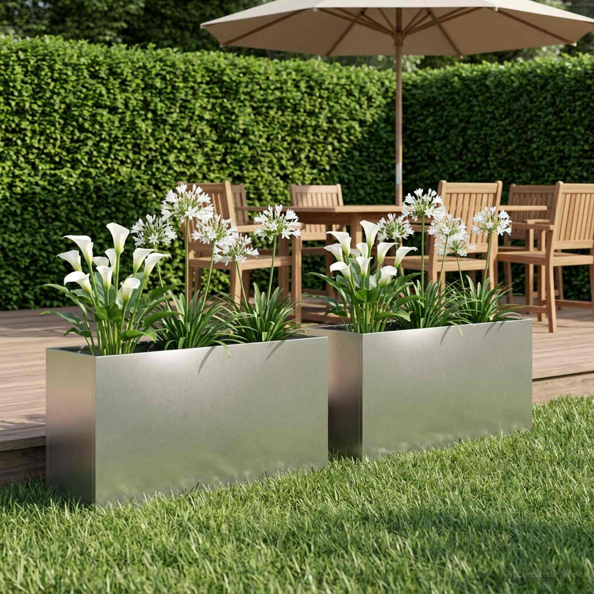 Plantenbak 2 st zilver 100 x 30 x 50 cm Roestvrij staal is nu te koop bij PeponiXL, paradijselijk wonen!