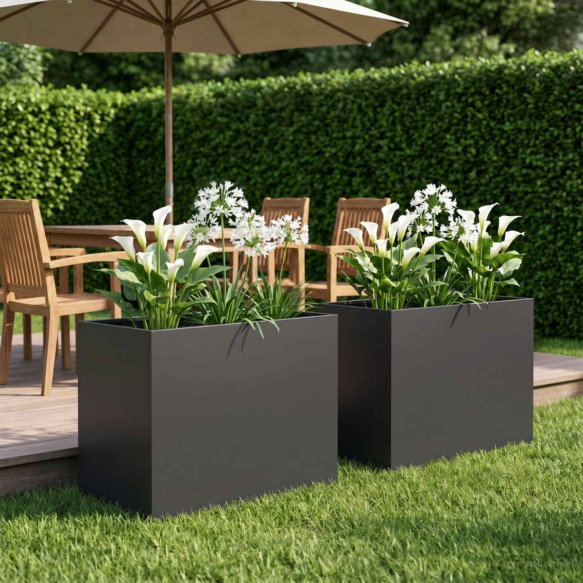Plantenbak 2 st Zwart 60 x 40 x 50 cm Koudgewalst staal is nu te koop bij PeponiXL, paradijselijk wonen!