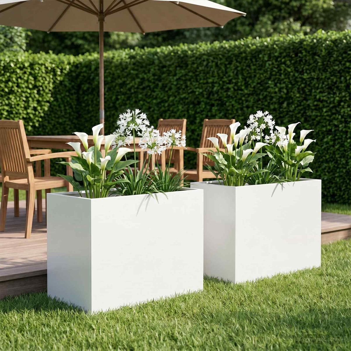 Plantenbak 2 st Wit 60 x 40 x 50 cm Koudgewalst staal is nu te koop bij PeponiXL, paradijselijk wonen!