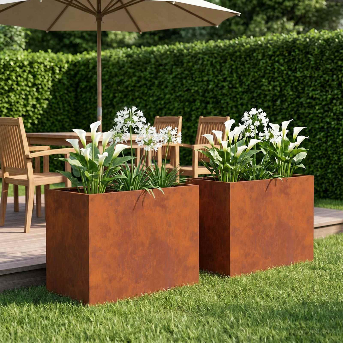 Plantenbak 2 st Roestkleurig 60 x 40 x 50 cm weervast staal is nu te koop bij PeponiXL, paradijselijk wonen!