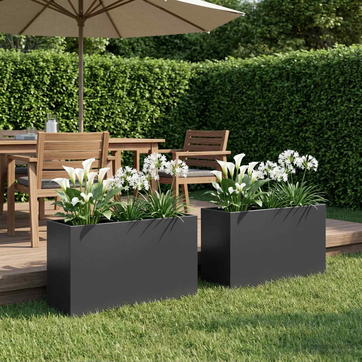 Plantenbak 2 st Zwart 80 x 40 x 50 cm Koudgewalst staal is nu te koop bij PeponiXL, paradijselijk wonen!