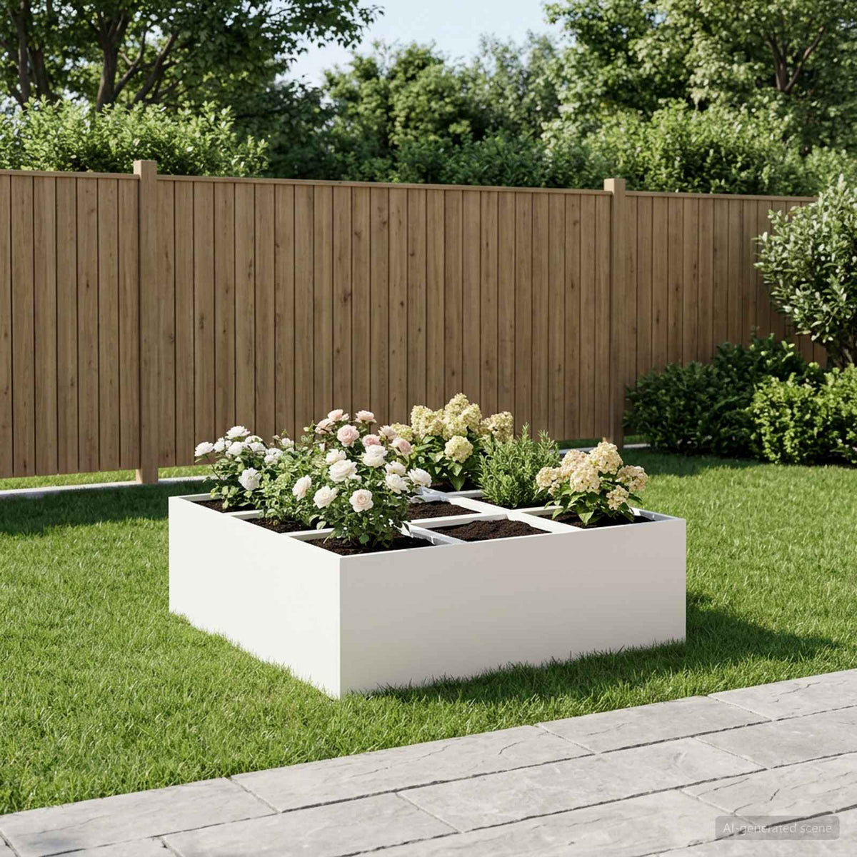 Plantenbak Wit 100 x 100 x 20 cm Koudgewalst staal is nu te koop bij PeponiXL, paradijselijk wonen!