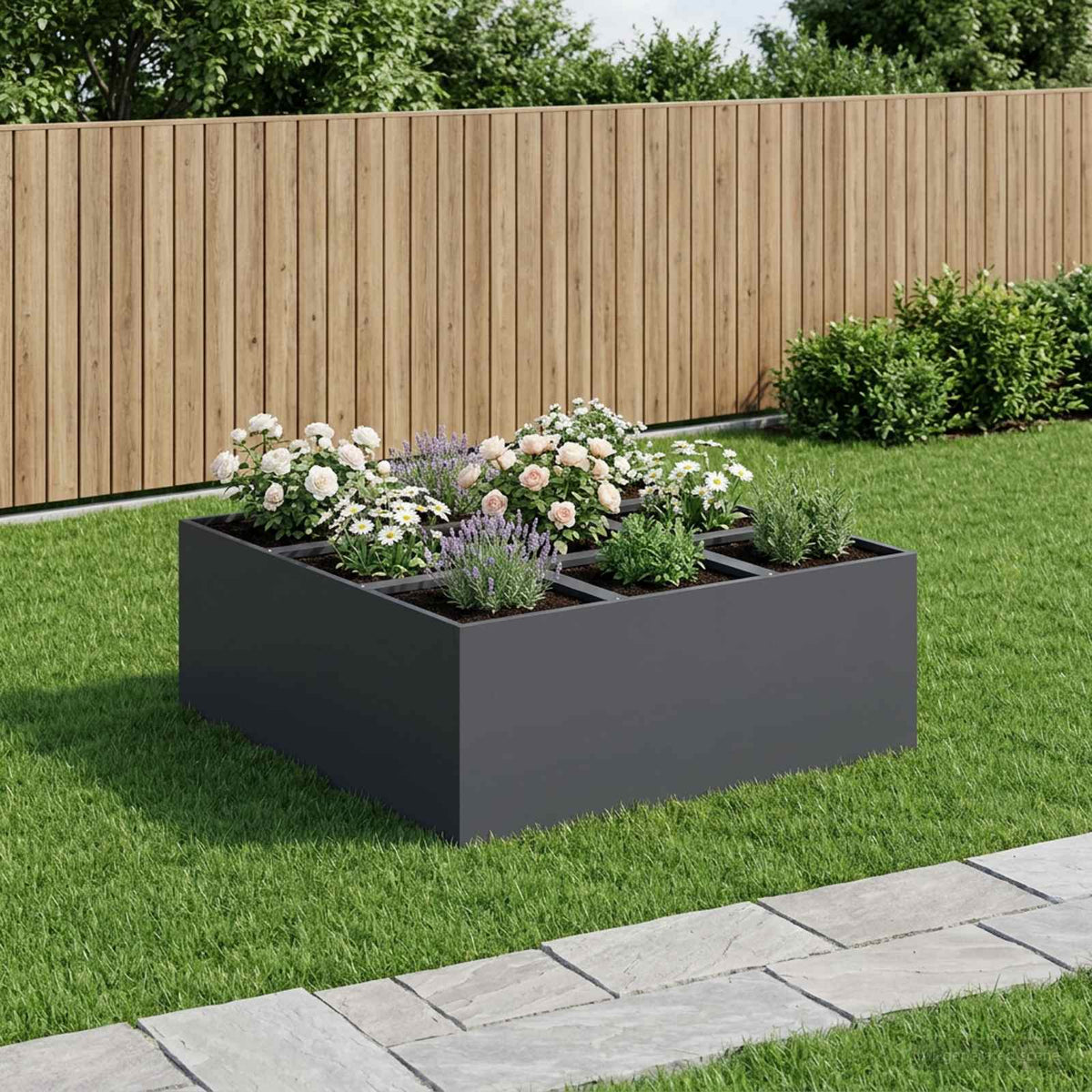 Plantenbak Antraciet 100 x 100 x 20 cm Koudgewalst staal is nu te koop bij PeponiXL, paradijselijk wonen!