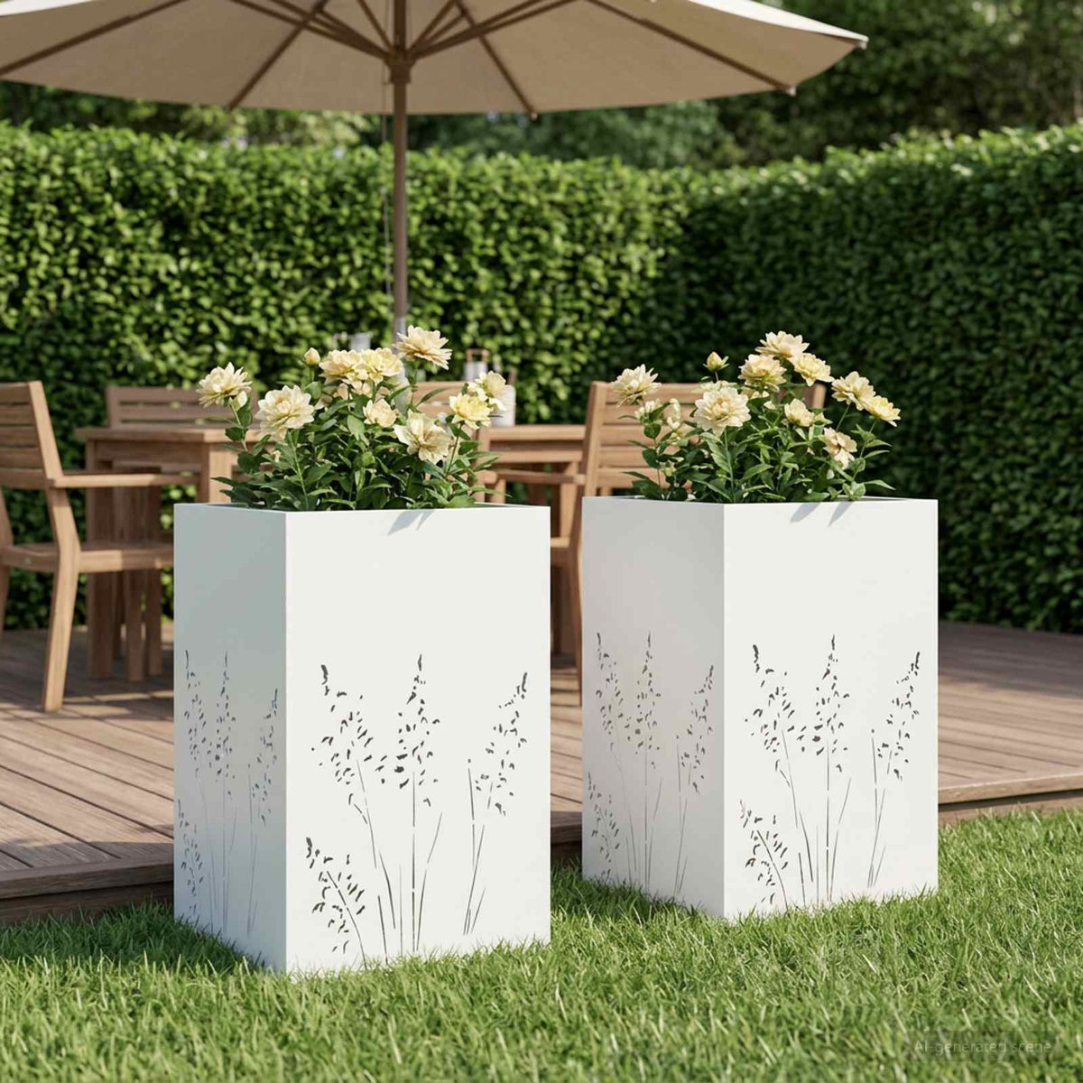 Plantenbak 2 st Wit 50 x 50 x 75 cm Koudgewalst staal is nu te koop bij PeponiXL, paradijselijk wonen!