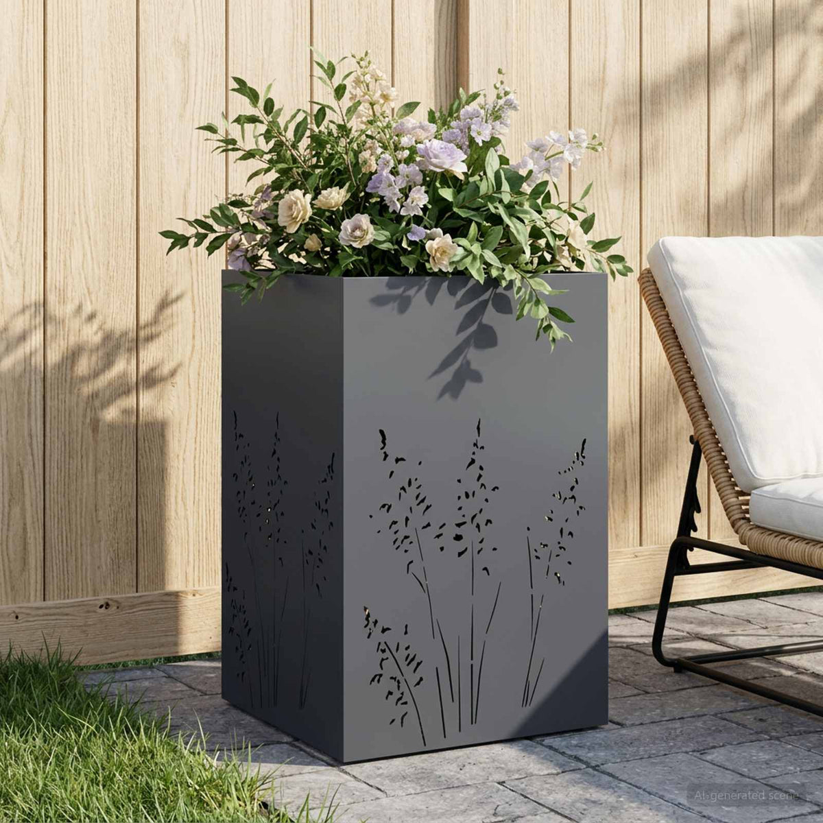 Plantenbak Antraciet 50 x 50 x 75 cm Koudgewalst staal is nu te koop bij PeponiXL, paradijselijk wonen!