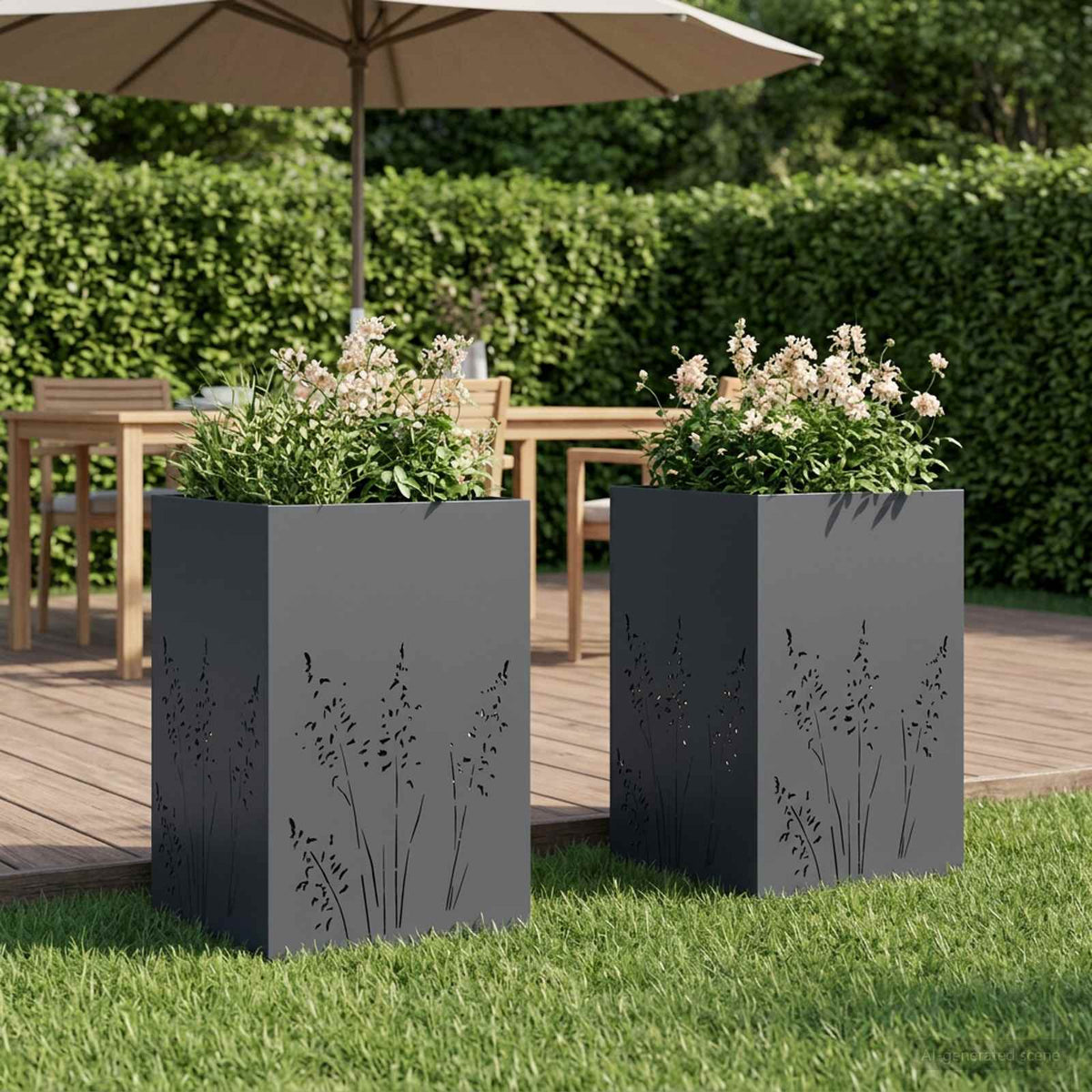 Plantenbak 2 st Antraciet 50 x 50 x 75 cm Koudgewalst staal is nu te koop bij PeponiXL, paradijselijk wonen!