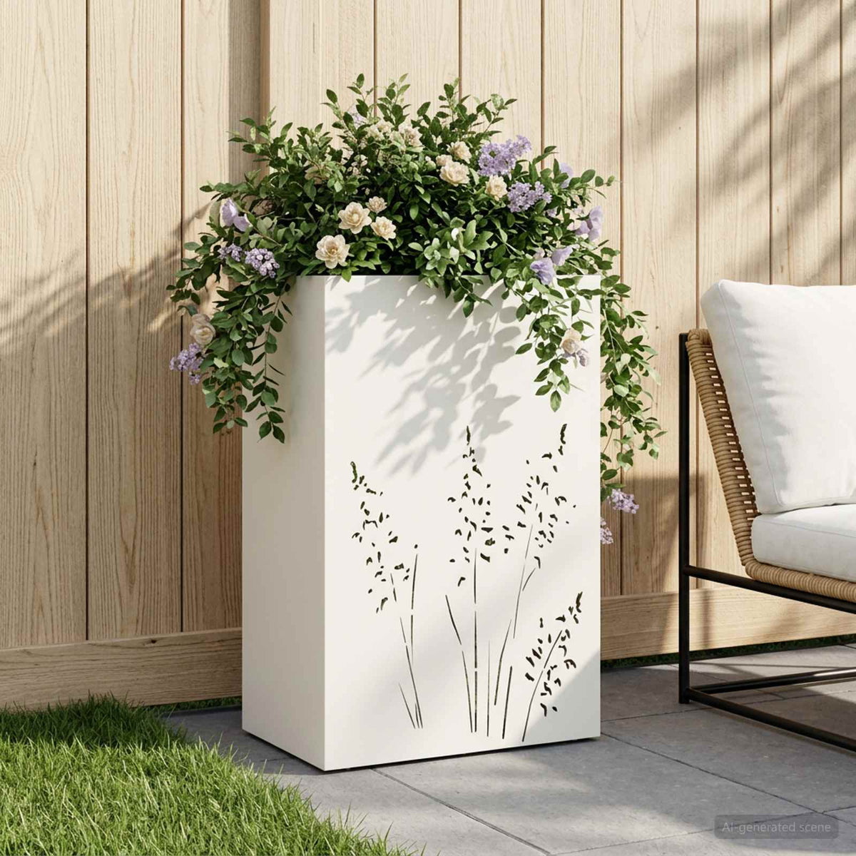 Plantenbak Wit 50 x 30 x 75 cm Koudgewalst staal is nu te koop bij PeponiXL, paradijselijk wonen!