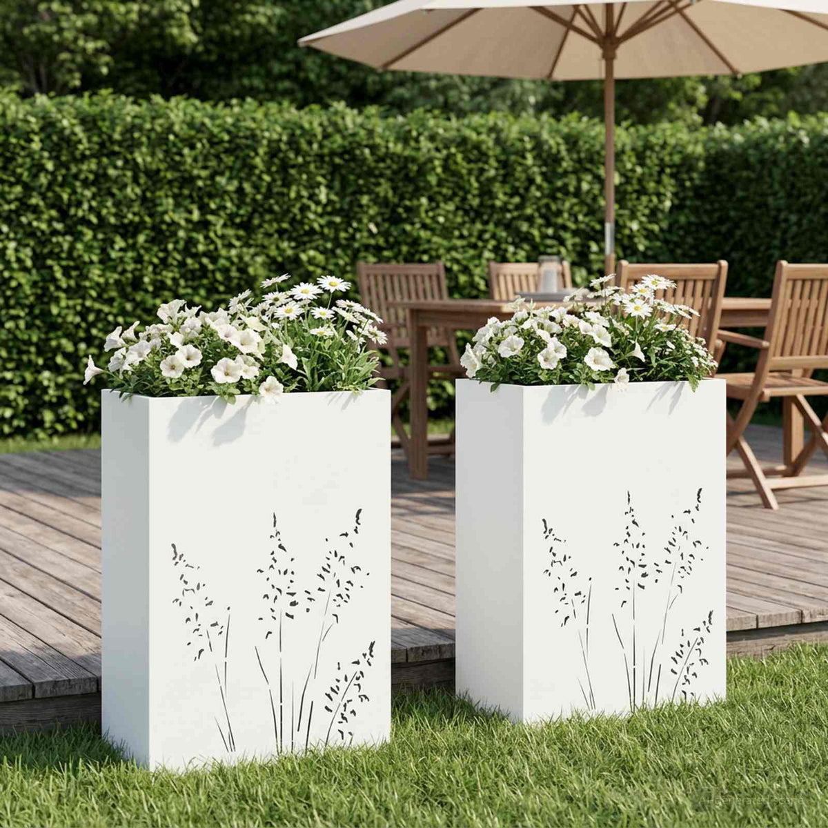 Plantenbak 2 st Wit 50 x 30 x 75 cm Koudgewalst staal is nu te koop bij PeponiXL, paradijselijk wonen!