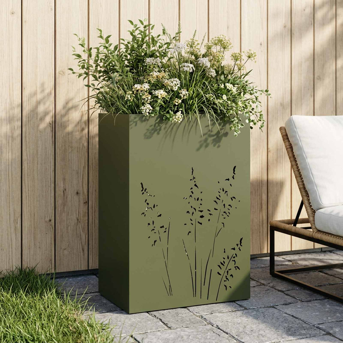 Plantenbak Olijfgroen 50 x 30 x 75 cm Koudgewalst staal is nu te koop bij PeponiXL, paradijselijk wonen!