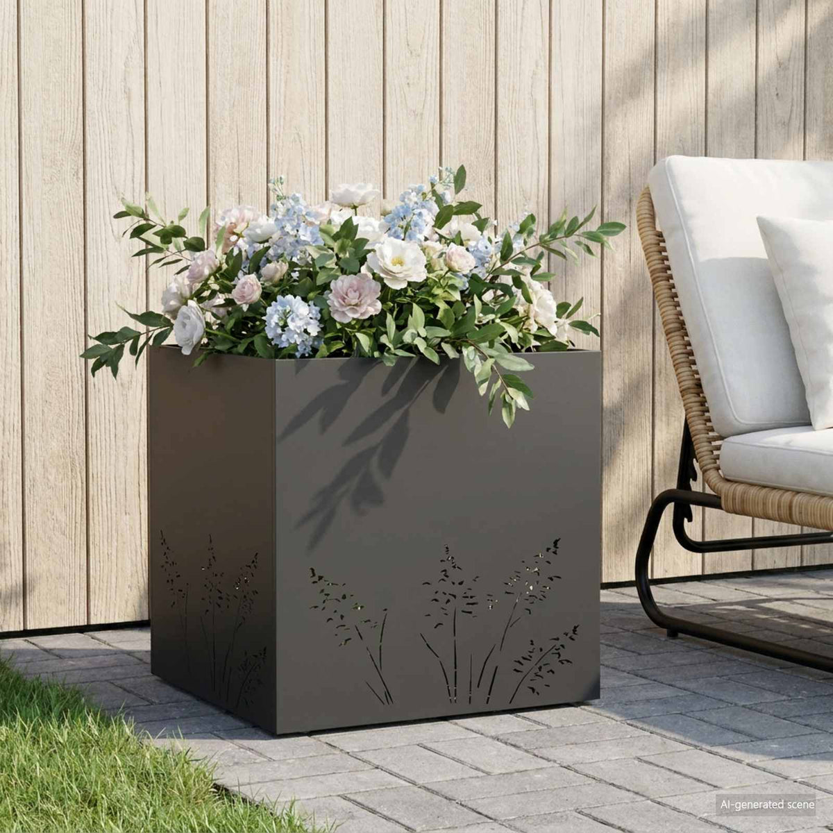 Plantenbak Zwart 50 x 50 x 49 cm Koudgewalst staal is nu te koop bij PeponiXL, paradijselijk wonen!