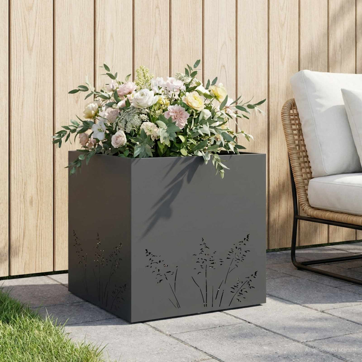 Plantenbak Antraciet 50 x 50 x 49 cm Koudgewalst staal is nu te koop bij PeponiXL, paradijselijk wonen!