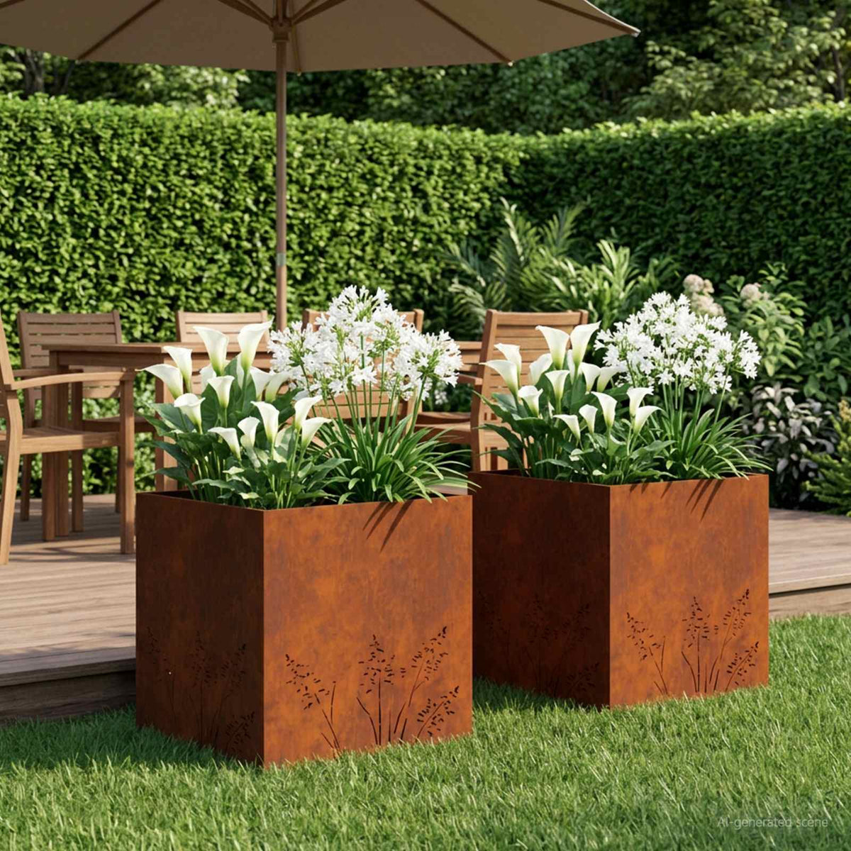 Plantenbak 2 st Roestkleurig 50 x 50 x 49 cm weervast staal is nu te koop bij PeponiXL, paradijselijk wonen!