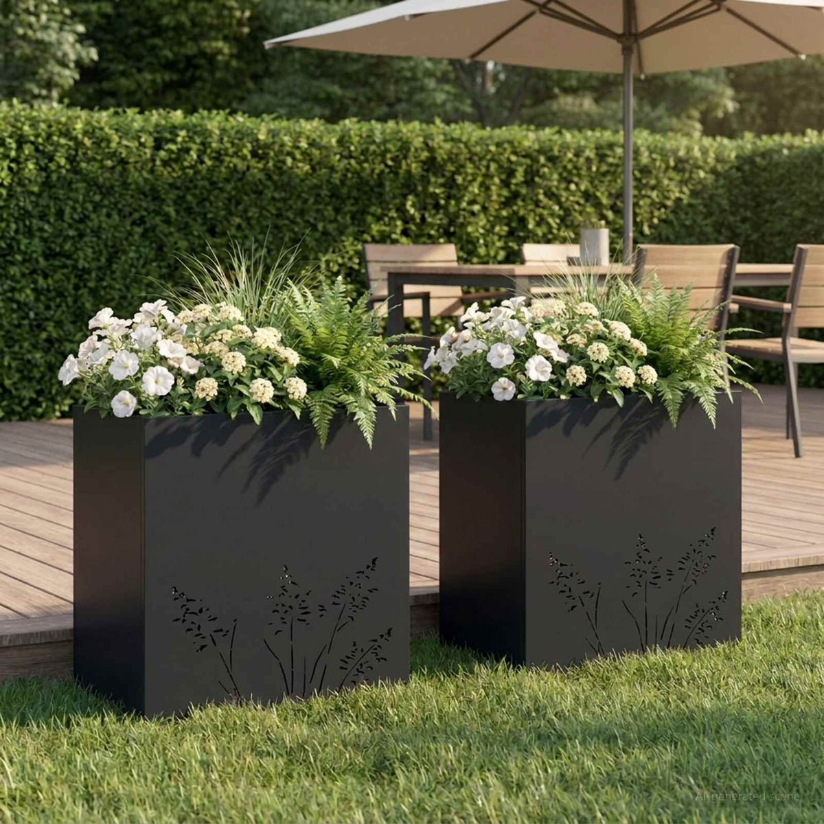 Plantenbak 2 st Zwart 50 x 30 x 49 cm Koudgewalst staal is nu te koop bij PeponiXL, paradijselijk wonen!