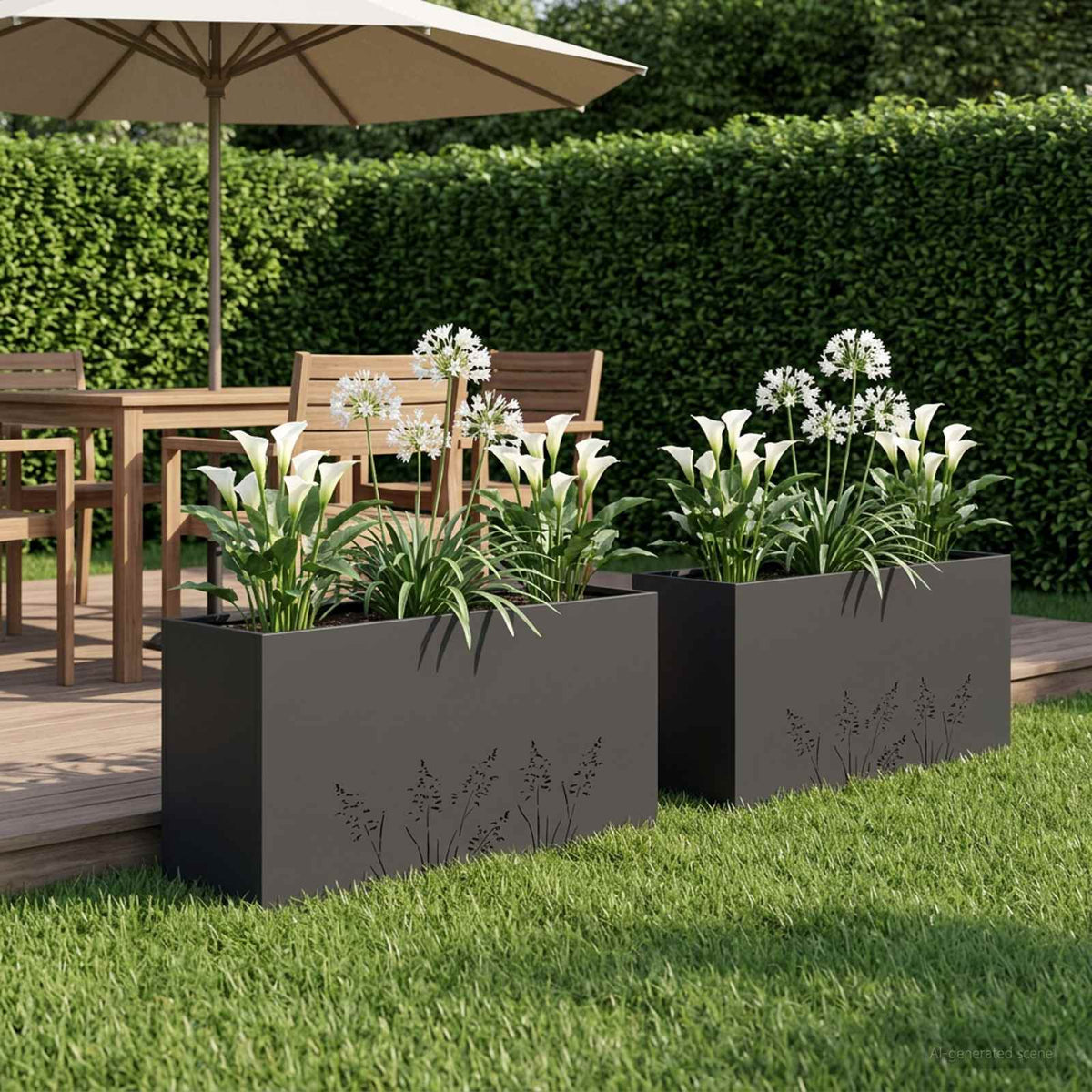 Plantenbak 2 st Zwart 100 x 20 x 49 cm Koudgewalst staal is nu te koop bij PeponiXL, paradijselijk wonen!