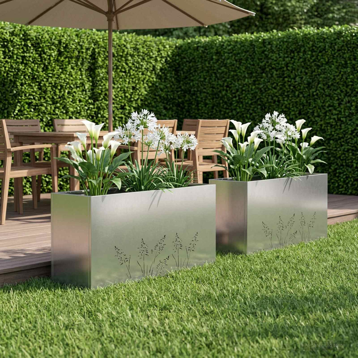Plantenbak 2 st zilver 100 x 30 x 49 cm Roestvrij staal is nu te koop bij PeponiXL, paradijselijk wonen!