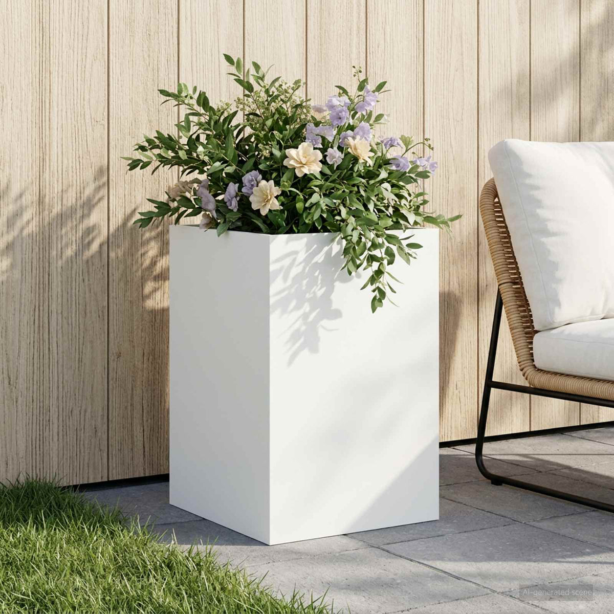Plantenbak Wit 40 x 40 x 60 cm Koudgewalst staal is nu te koop bij PeponiXL, paradijselijk wonen!