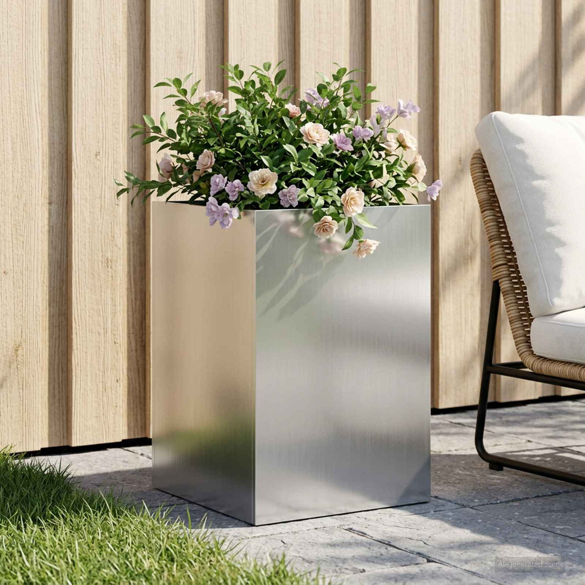 Plantenbak zilver 40 x 40 x 60 cm Gegalvaniseerd staal is nu te koop bij PeponiXL, paradijselijk wonen!