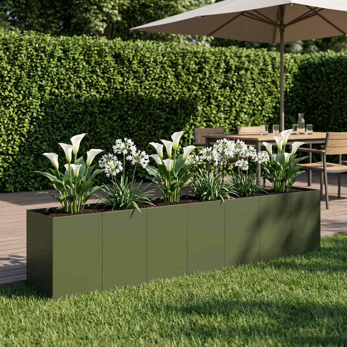 Plantenbak Olijfgroen 280 x 40 x 60 cm Koudgewalst staal is nu te koop bij PeponiXL, paradijselijk wonen!