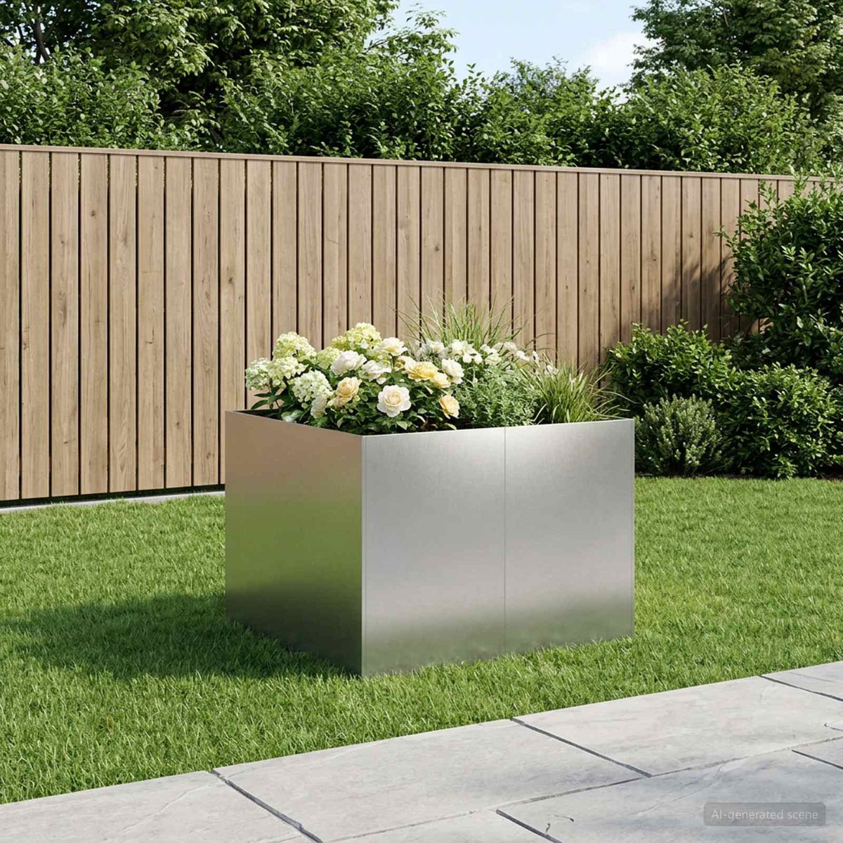 Plantenbak zilver 80 x 80 x 60 cm Roestvrij staal is nu te koop bij PeponiXL, paradijselijk wonen!