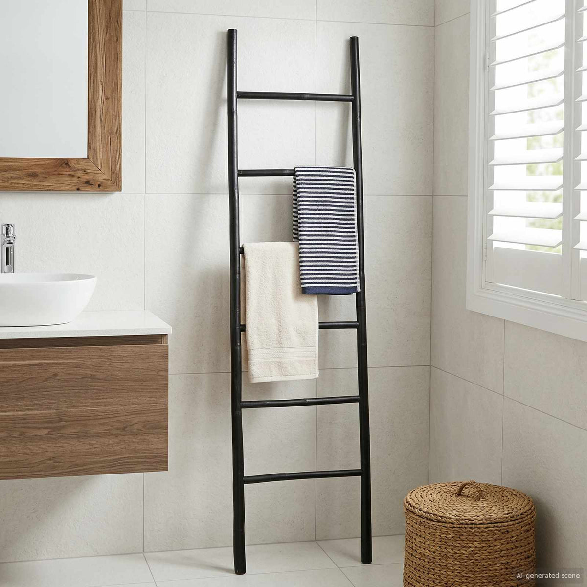 Deken Ladder Zwart 50 x 190 cm Bamboe is nu te koop bij PeponiXL, paradijselijk wonen!