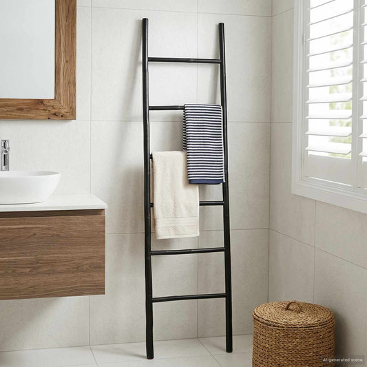 Deken Ladder Zwart 50 x 190 cm Bamboe is nu te koop bij PeponiXL, paradijselijk wonen!
