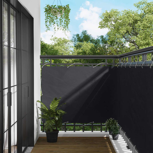 Balkon Scherm 110 x 600 cm Oxford Stof Rechthoekig Zwart is nu te koop bij PeponiXL, paradijselijk wonen!