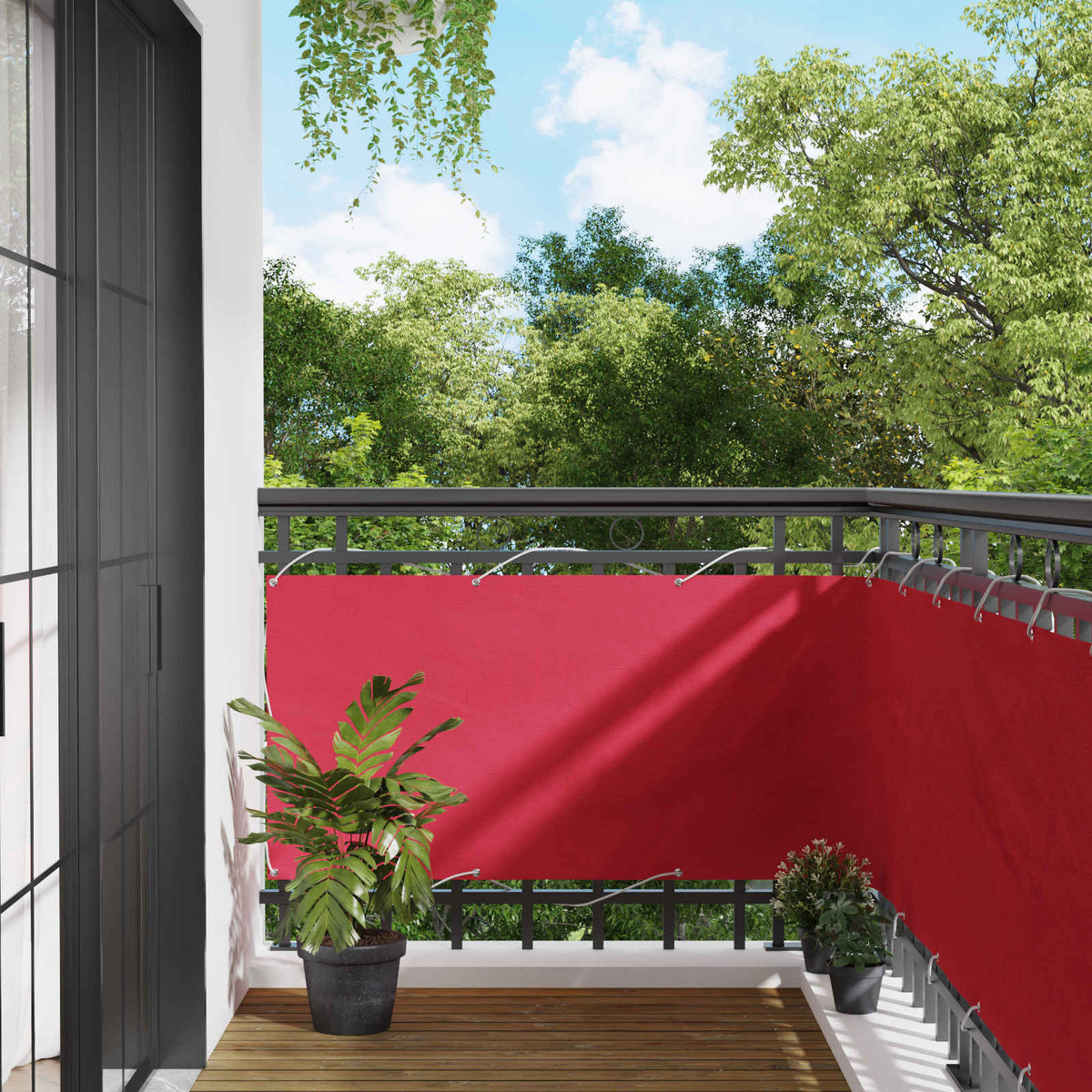 Balkon Scherm Bordeauxrood 75 x 700 cm PU gecoat oxford alu is nu te koop bij PeponiXL, paradijselijk wonen!