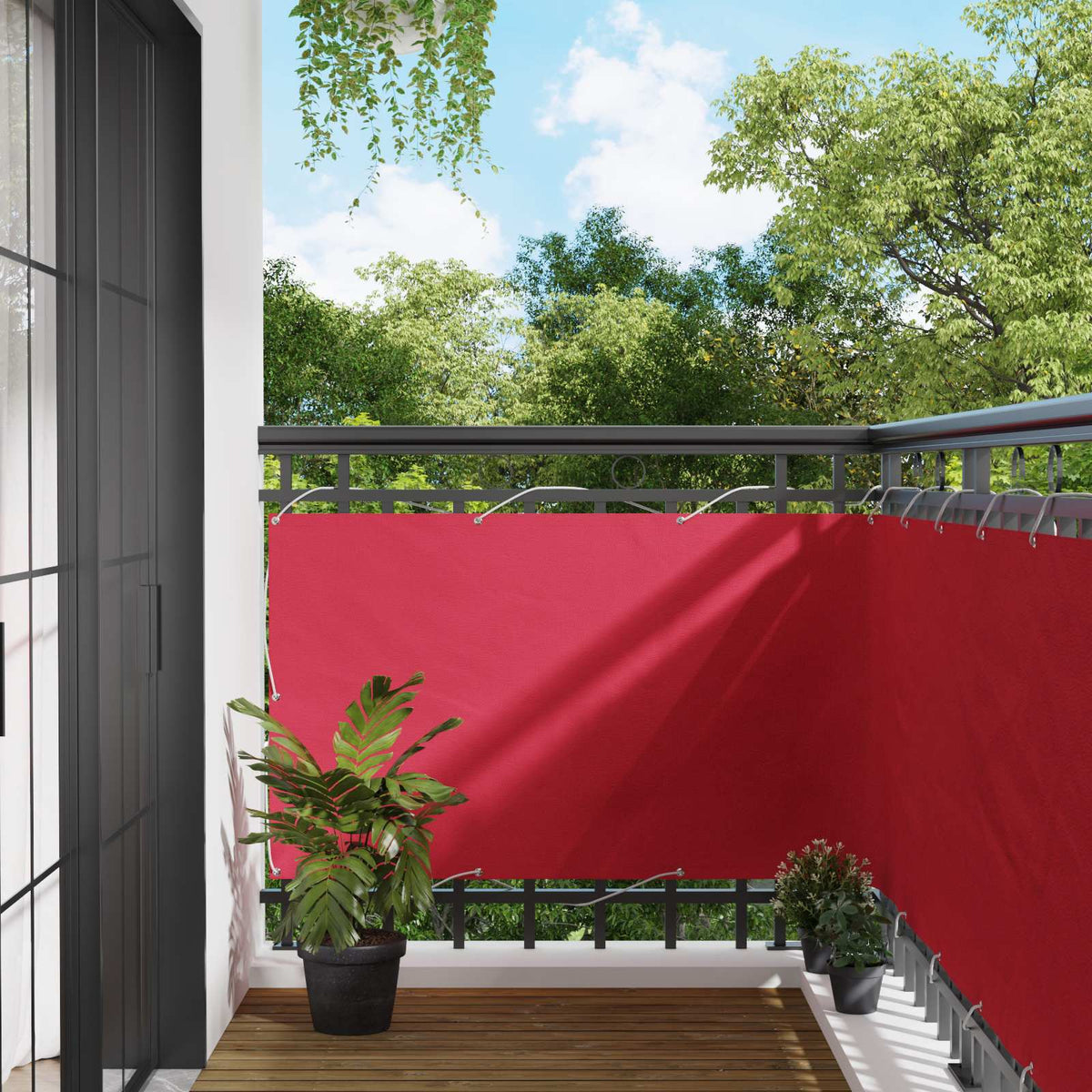 Balkon Scherm Bordeauxrood 100 x 400 cm Oxford Stof is nu te koop bij PeponiXL, paradijselijk wonen!