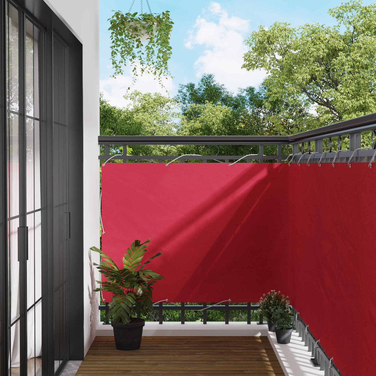 Balkon Scherm Bordeauxrood 120 x 1000 cm PU gecoat oxford alu is nu te koop bij PeponiXL, paradijselijk wonen!
