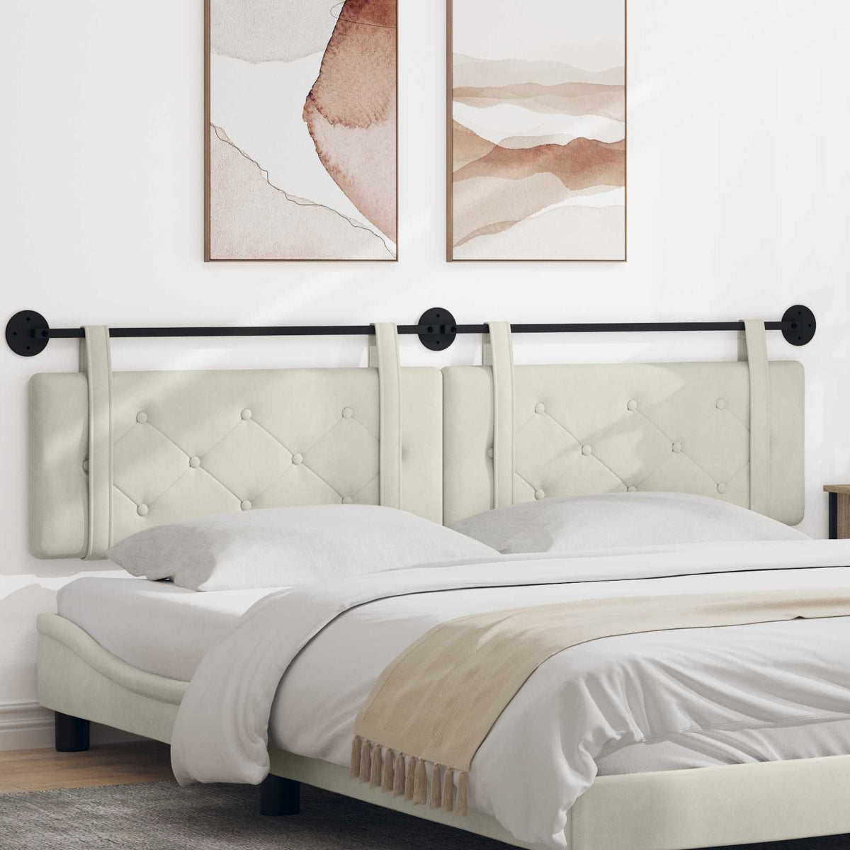 Hangend hoofdbord Crème Fluweel is nu te koop bij PeponiXL, paradijselijk wonen!