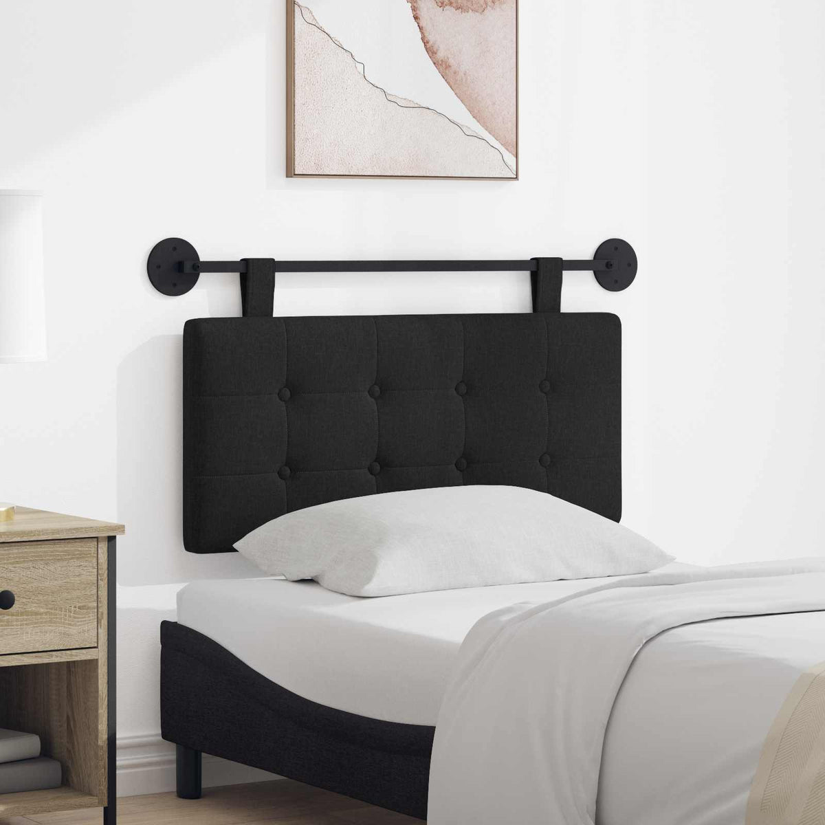 Hangend hoofdbord Zwart Stof is nu te koop bij PeponiXL, paradijselijk wonen!